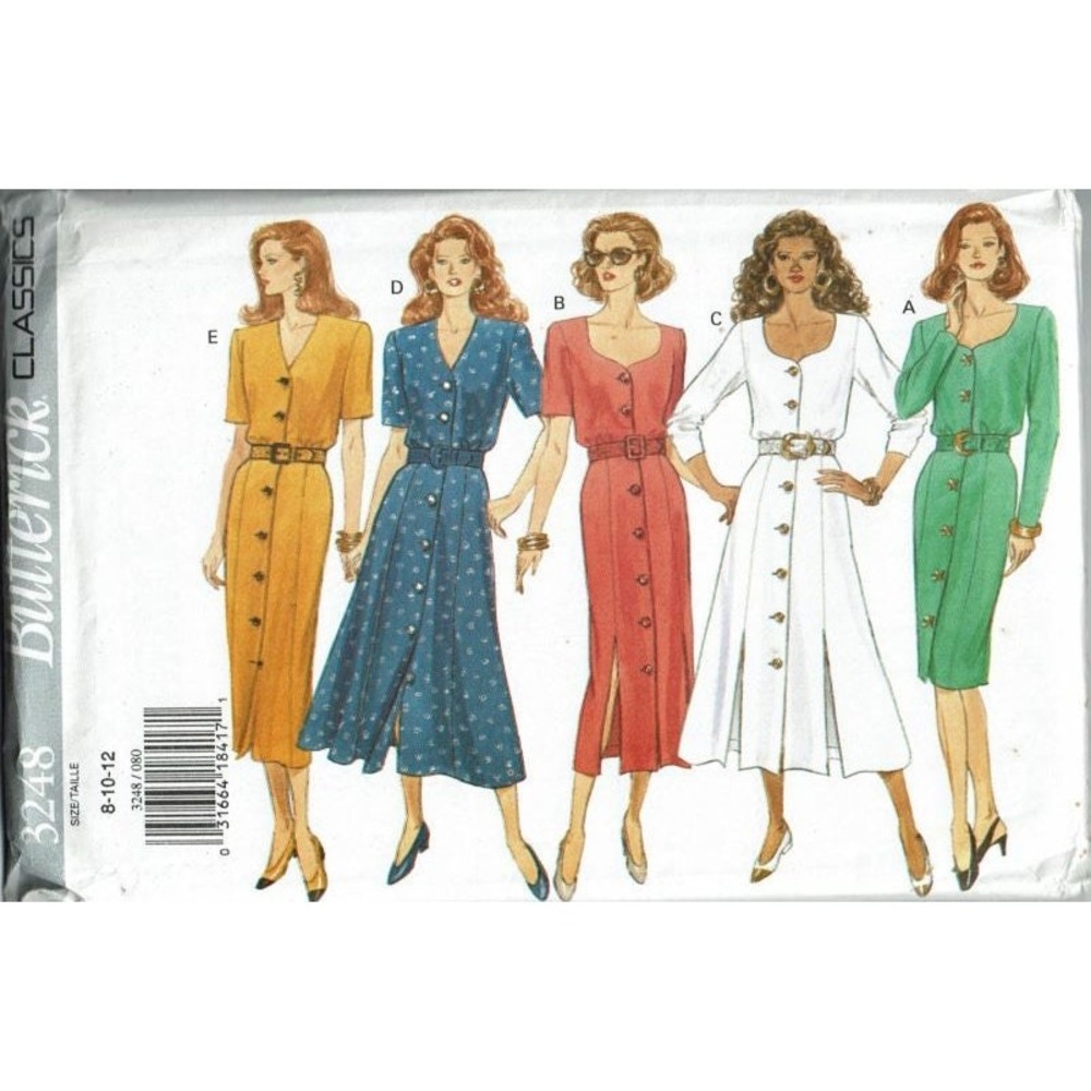 Butterick 3248 Sewing Pattern Misses Size 8-12 Dress Blouson Bodice V-Neck Uncut